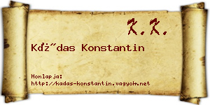 Kádas Konstantin névjegykártya